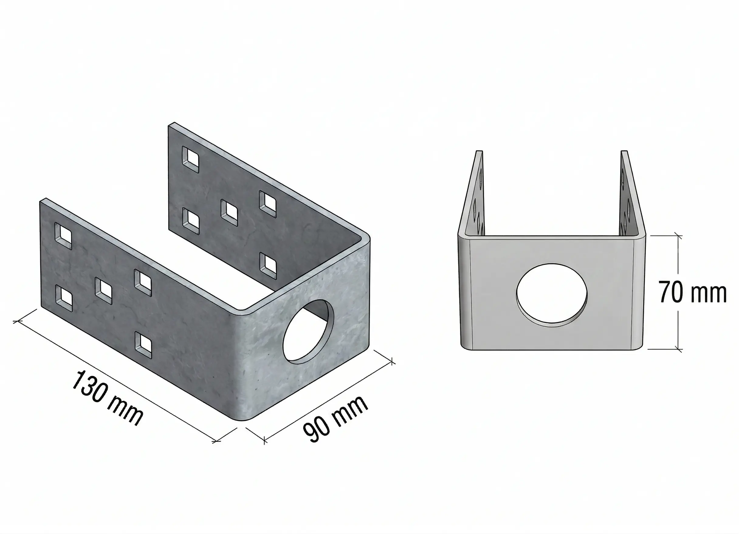 Schéma des dimensions de l'adaptateur U